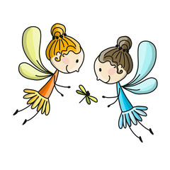 Cute little fairies, sketch for your design