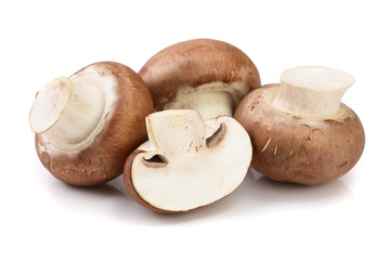 Royal Brown champignon with half isolated on white background
