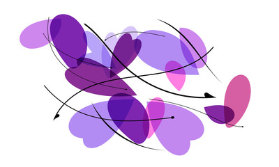 Floral pattern with hearts and leaves.