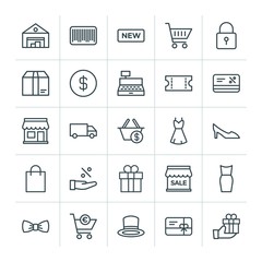 Modern Simple Set of clothes, shopping Vector outline Icons. ..Contains such Icons as  icon,  tie,  cargo,  holiday, new,  cart,  present and more on white background. Fully Editable. Pixel Perfect