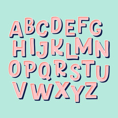 Fototapeta na wymiar Cute hand drawn alphabet made in vector. Doodle letters for your design. Isolated characters. Handdrawn display font for DIY projects and kids design.