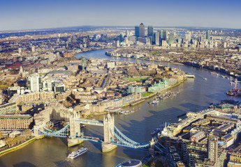 Fototapeta premium London city, aerial view with Tower Bridge and Thames river