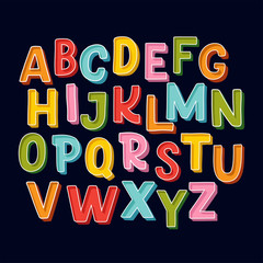 Cute hand drawn alphabet made in vector. Doodle letters for your design. Isolated characters. Handdrawn display font for DIY projects and kids design.