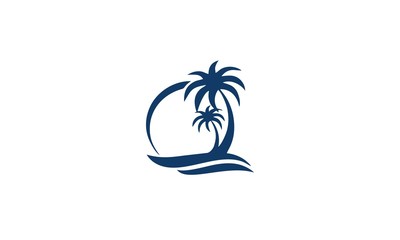 logo palm tree blue - obrazy, fototapety, plakaty
