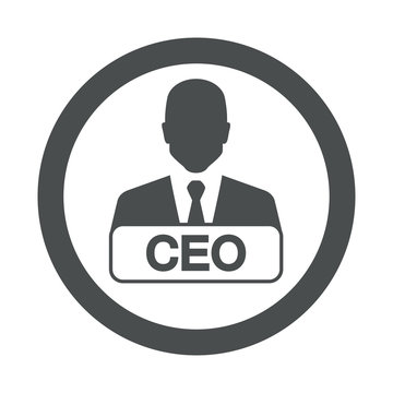 Icono plano hombre de negocios con letrero CEO en circulo color gris