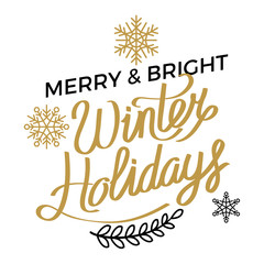 Fototapeta na wymiar Merry and Bright Winter Holidays Poster Vector