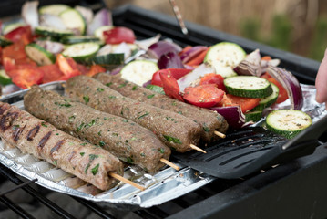 Delicious grilled meat with various of vegetable