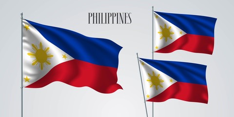 Philippines waving flag set of vector illustration