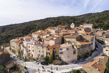 Fototapeta na wymiar Aerial view of Ramatuelle, Famous Typical village in the south of France
