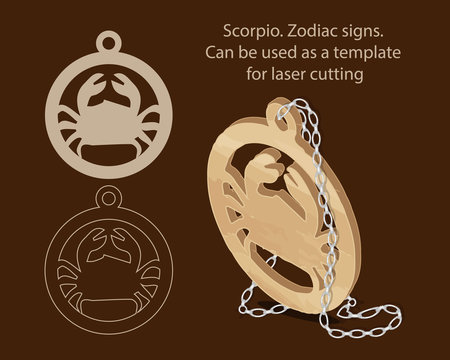 
Scorpio. Zodiac signs. Can be used as a template for laser cutting