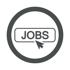 Icono plano puntero en JOBS en circulo color gris