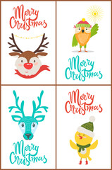 Merry Christmas Reindeers Vector Illustration