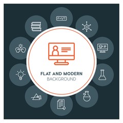 science, education Infographic Circle outline Icons Set. Contains such Icons as  business,  website,  elements,  background,  pattern,  illustration,  banner and more. ..Fully Editable. Pixel Perfect