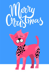 Merry Christmas Postcard with Chinese Crested Dog