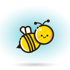 Cute little bee isolated on white background. Vector, illustration, eps10.