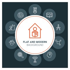 science, education Infographic Circle outline Icons Set. Contains such Icons as  business,  website,  elements,  background,  pattern,  illustration,  banner and more. ..Fully Editable. Pixel Perfect