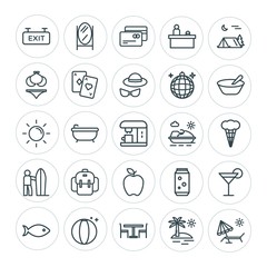Modern Simple Set of food, hotel, drinks, travel Vector outline Icons. ..Contains such Icons as  hygiene,  isolated,  summer,  beach,  debit and more on white background. Fully Editable. Pixel Perfect