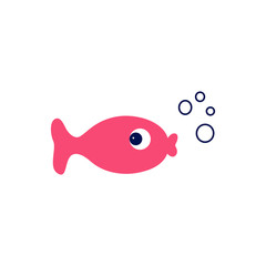 Vector cartoon pink fish.