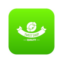 Candy shop quality icon green vector isolated on white background