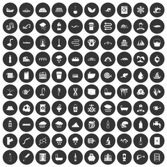 100 water supply icons set in simple style white on black circle color isolated on white background vector illustration