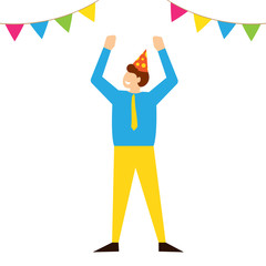 Man celebrate birthday party in festive cap
