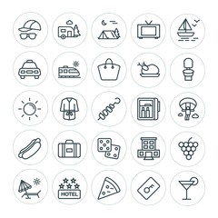 Modern Simple Set of food, hotel, drinks, travel Vector outline Icons. ..Contains such Icons as hotel,  fruit,  accessories,  fashion,  food and more on white background. Fully Editable. Pixel Perfect