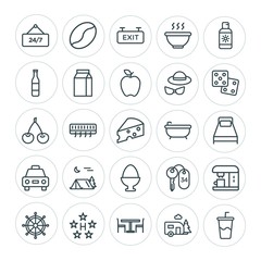 Modern Simple Set of food, hotel, drinks, travel Vector outline Icons. ..Contains such Icons as  wall, coffee,  beverage, hotel,  hot,  park and more on white background. Fully Editable. Pixel Perfect