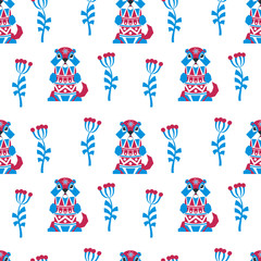 Decorative seamless pattern in ethnic style with gopher. Colorful vector background.