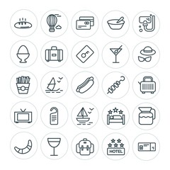 Modern Simple Set of food, hotel, drinks, travel Vector outline Icons. ..Contains such Icons as  food,  three,  symbol,  drink, hotel,  surf and more on white background. Fully Editable. Pixel Perfect