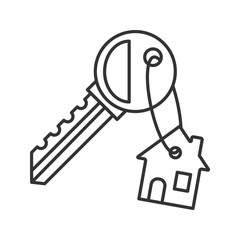 Key with trinket house linear icon