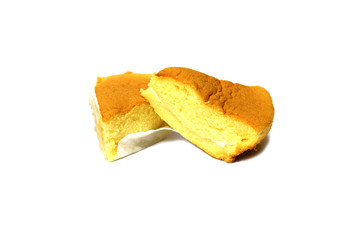 2 pieces of chiffon sweets on white background isolated