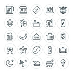 Modern Simple Set of food, hotel, drinks, travel Vector outline Icons. ..Contains such Icons as  pepper,  hotel,  door,  roasted, television and more on white background. Fully Editable. Pixel Perfect