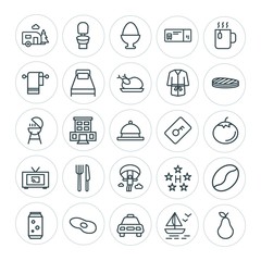 Modern Simple Set of food, hotel, drinks, travel Vector outline Icons. ..Contains such Icons as  cab,  easter,  cold, hotel,  drink,  can and more on white background. Fully Editable. Pixel Perfect