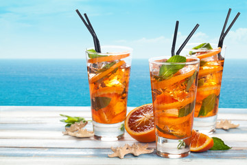 Orange lemonade with mint.