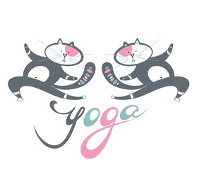 Yoga .Cats icons doing yoga position