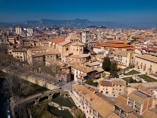 Views from the height of the historic part city with cathedral in Vic