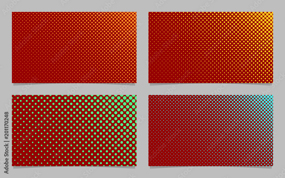 Poster abstract halftone dot pattern business card background design set - vector stationery graphics with 