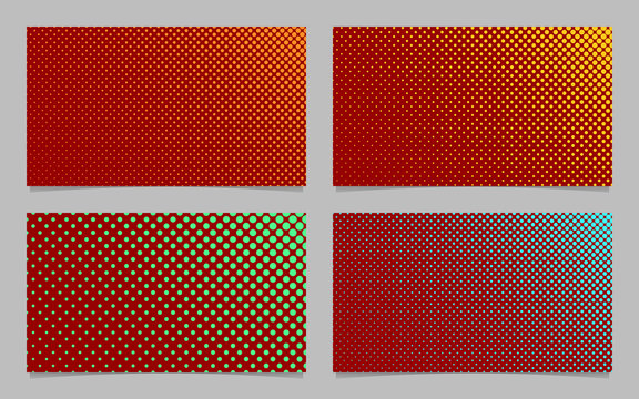 Abstract halftone dot pattern business card background design set - vector stationery graphics with colored circles