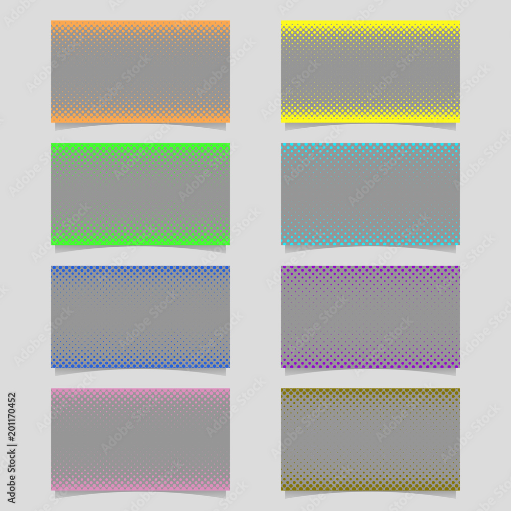 Poster retro abstract halftone dot pattern business card background design set - vector stationery graphic 