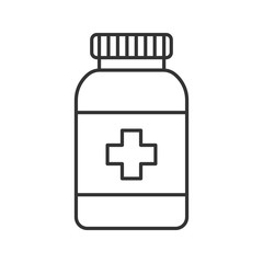 Prescription pills bottle linear icon