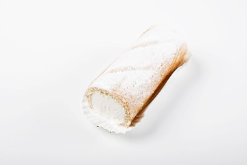 Cream cake on white background. Isolated .. Food.