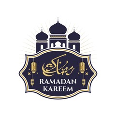 Ramadan Kareem badge or logo or emblem. Ramadan greeting badge. Ramadhan Logo.