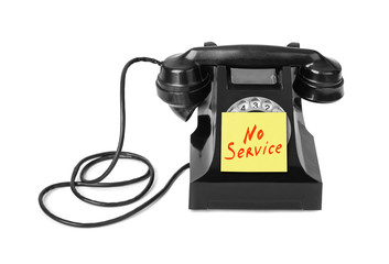 Vintage telephone and paper No Service