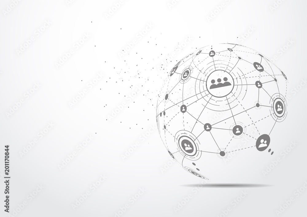 Wall mural global network connection. world map point and line composition concept of global business. vector i