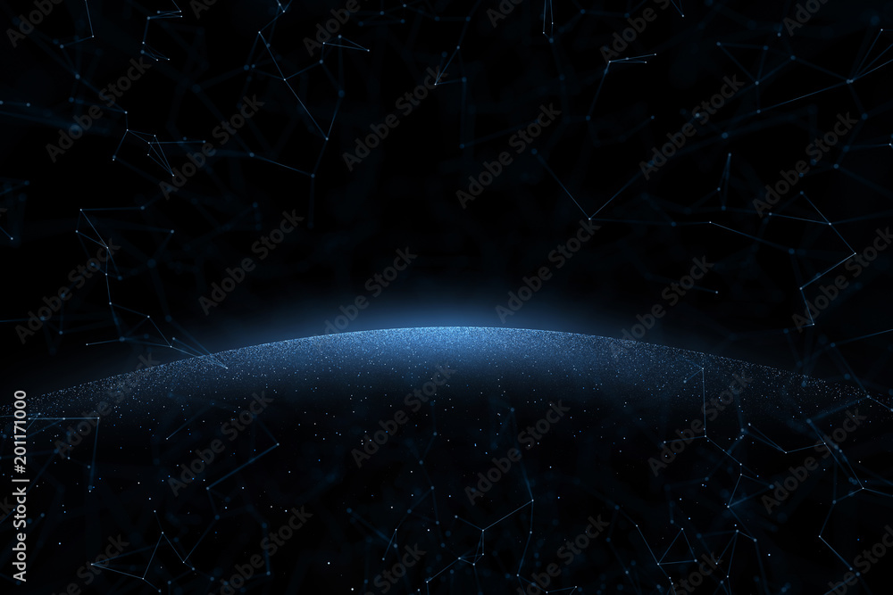 Poster artistic network cyberspace globe with lines and dots copy space illustration background. view from 