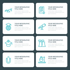 Naklejka premium Flat science, education infographic timeline template for presentations, advertising, annual reports