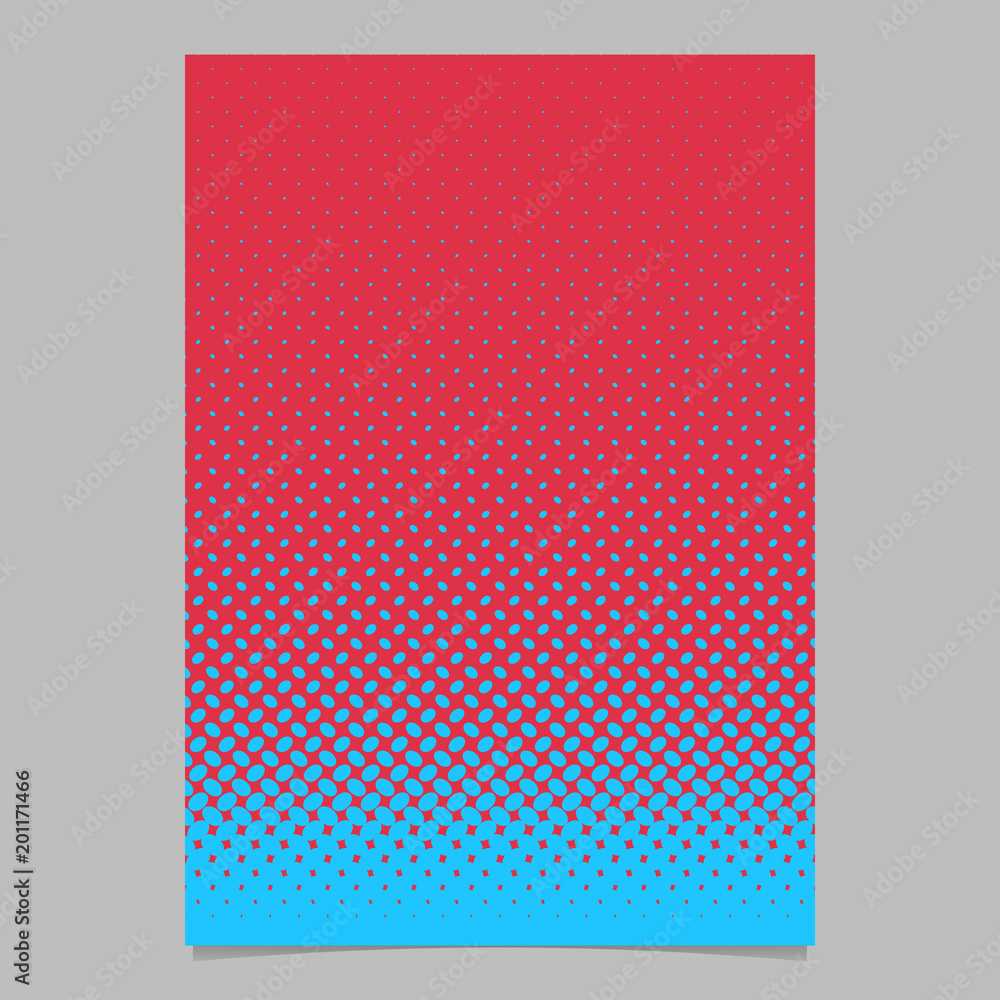 Poster color halftone ellipse pattern page template design - vector brochure background illustration with d