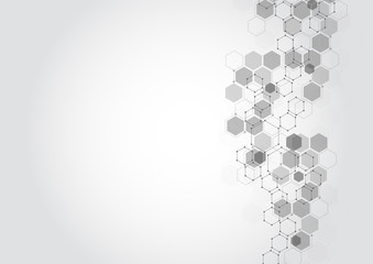 Abstract hexagonal molecular structures in technology background and science style. Medical design. Vector illustration