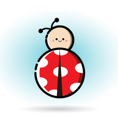 Ladybug icon on the blue background. Vector, illustration, eps 10.
