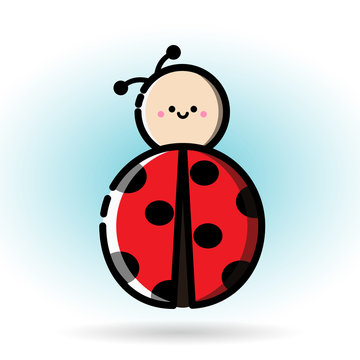 Ladybug icon on the blue background. Vector, illustration, eps 10.